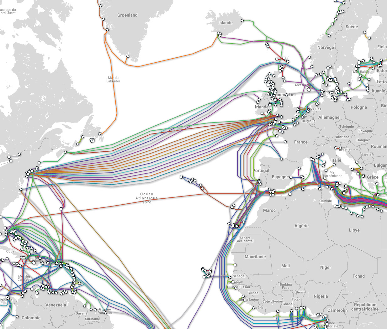 Carte européenne des câbles sous-marins